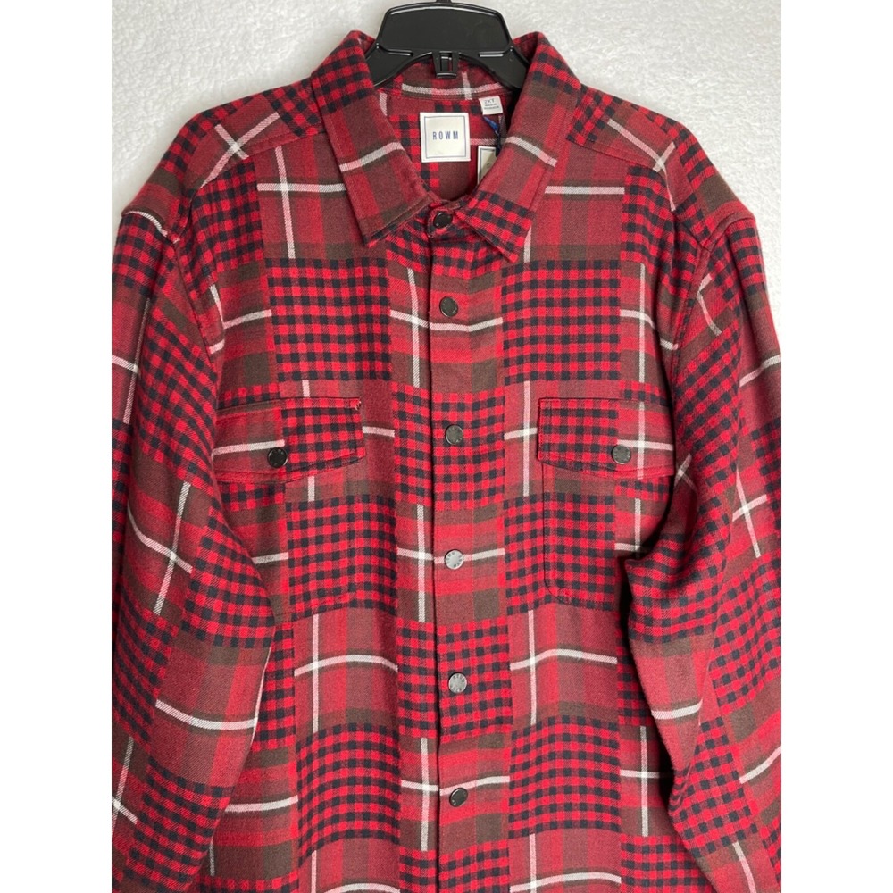 ROWM 2XT Heavy‎ Flannel Red Black Plaid SnapsThe Lodge Tall Man NWT